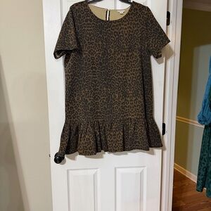 Leopard Print Ruffle Hem Dress